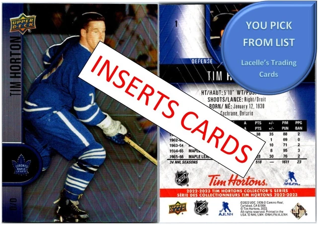 2022-23 Upper Deck Tim Hortons Cards - INSERTS - U-Pick From List