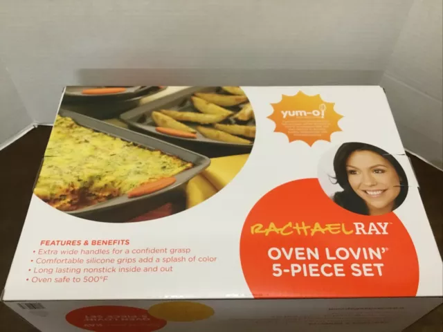 Rachael Ray 55673 Nonstick Bakeware Set w/Grips Nonstick 5 Piece Oven Lovin’