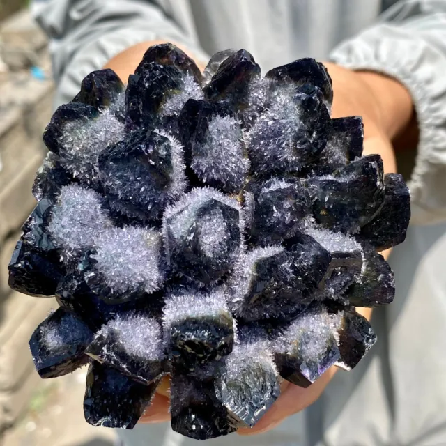 470G New Find purple Phantom Quartz Crystal Cluster Mineral Specimen Healing
