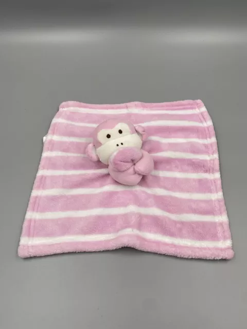 SL Home Fashions Pink Stripe Monkey Lovey Baby Security Blanket Plush