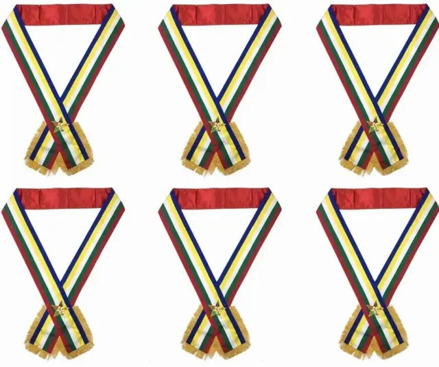 Masonic Order of Eastern Star Oes Member Sash Set of 6 with Lining Five Color