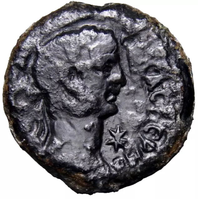 RARE WITH STAR EGYPT, Alexandria. Claudius. AD 41-54. Æ Diobol Roman Coin w/COA