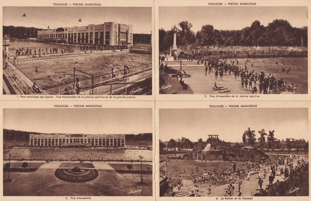 Lot de 4 cartes postales anciennes old postcards TOULOUSE piscine municipale 3