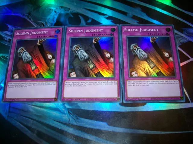 3x Solemn Judgment 1st Edition Super Rare MAZE-EN063 Yu-Gi-Oh!