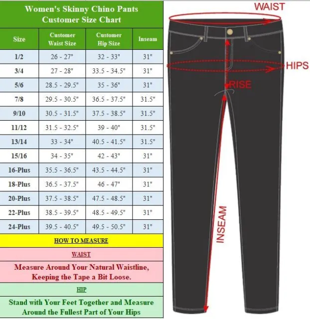Womens Skinny Pants Stretch Chino Work School Uniform Cotton Stretch Zip Fly NEW 2