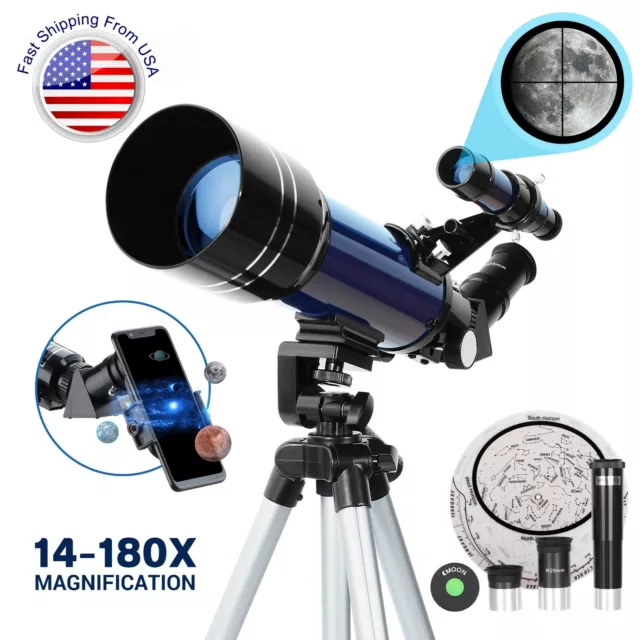 Astronomical Telescope 70mm Lens with Tripod Phone Adapter for Kid Beginner Gift