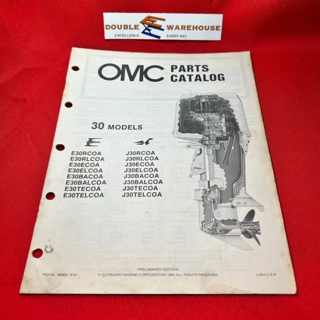 1985 OMC Parts Catalog 30 Models 395653 Manual Evinrude Johnson