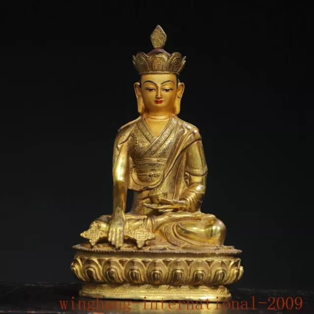 8.8"Tibet bronze gilt tangseng Ksitigarbha jizo Monk Bodhisattva Buddha statue