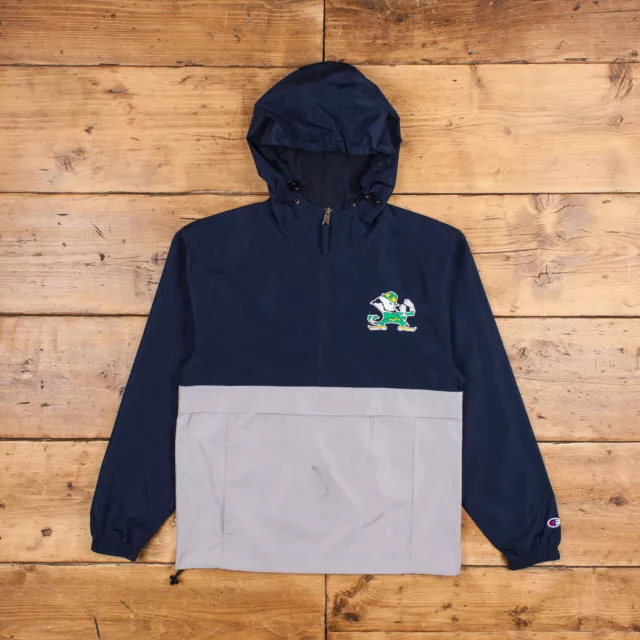 Champion Windbreaker Jacke XS Notre Dame Fighting irisch blauer Reißverschluss