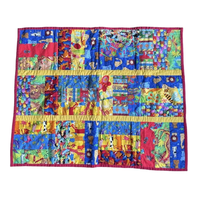 Handmade Patchwork Quilt Colourful Baby Play Mat Cotton 92cm x77 cm/ Reversible