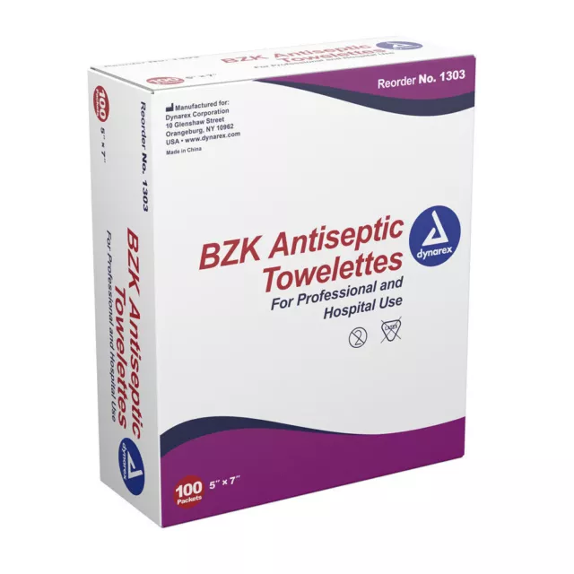 Toallas antisépticas Dynarex BZK 5"" x 7"" - toallitas enrolladas - 200 almohadillas (MS-60700)