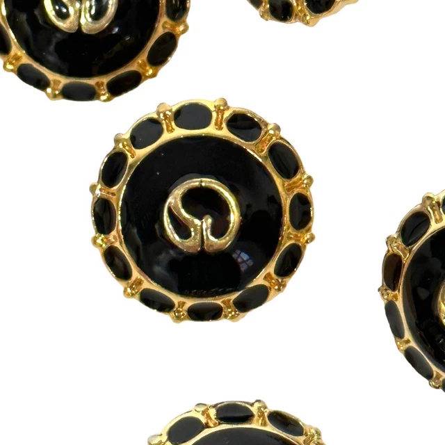 ST JOHN Colección Tejida Botones de Repuesto Vintage Oro Negro Logotipo Set de 11