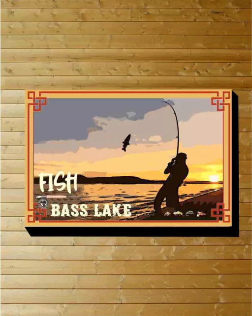 LARGE 24 TIN Metal Fishing Fish Lure Wall Art Coat Hat Rack Rod