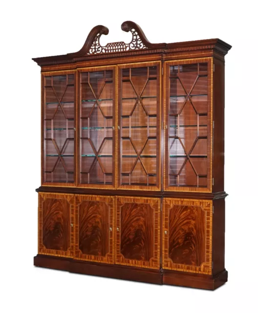 Large Georgian Style Mahogany Breakfront Bookcase Councill Furniture 2