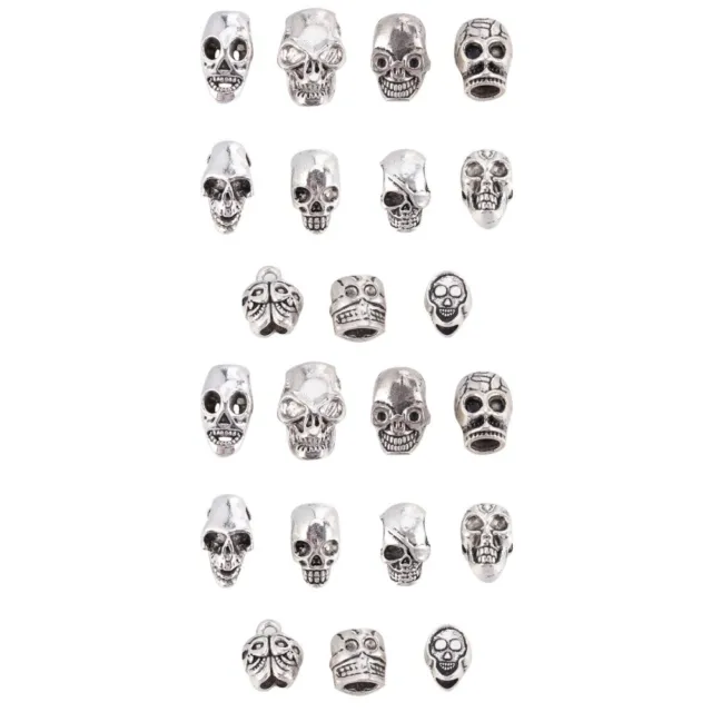 220 Pcs Halloween Skull Big Hole Beads Plating Alloy Miss Spider Necklace