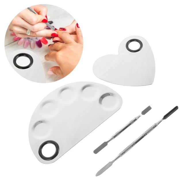 2 Pcs Stainless Steel Palette Nail Polish Manicure Tools Paint Pallet