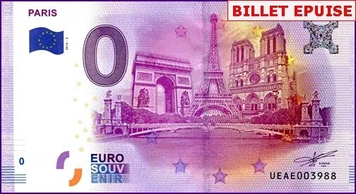 Ueae / Paris - 3 Monuments / Billet Souvenir 0 € / 0 Euro Banknote / 2016-2