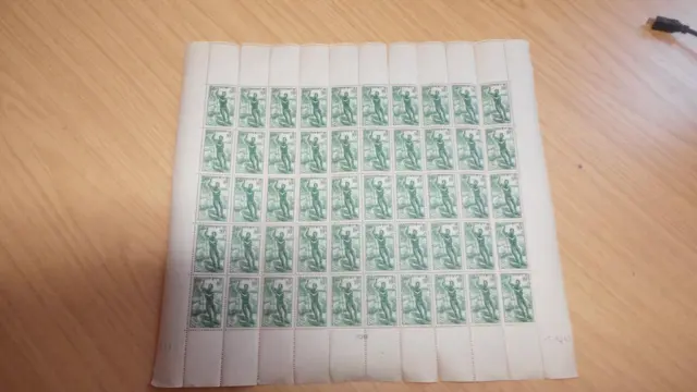 AG575b: Sheet of 50 French Colony Stamps 1940's - 10c - Dahomey RF