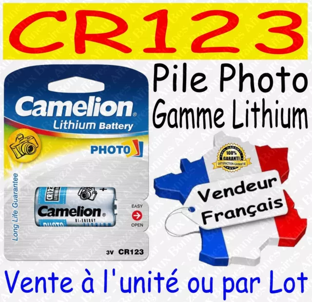 Piles/Battery Photo Lithium 3V : CR123A CR2 CR-P2 2CR5 ( à l'unité ou par lot )