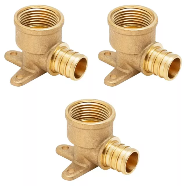 3 Pack 3/4" PEX x 3/4" Female Drop Ear Elbow Shower Head Crimp Brass Fittings