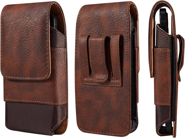 Funda de cuero para teléfono celular, bolsa de cadera para hombre, b