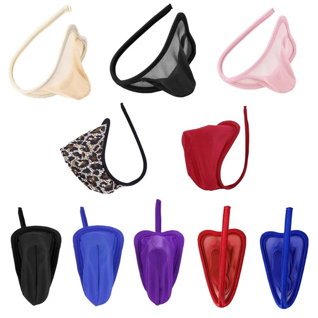 MENS SEE THROUGH Sheer Bulge Pouch Bikini G-String Thong Tulle Briefs