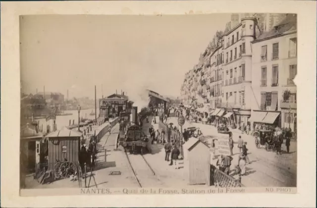 France, Nantes, Quai de la Fosse, Station de la Fosse, Vintage albumen print Vin