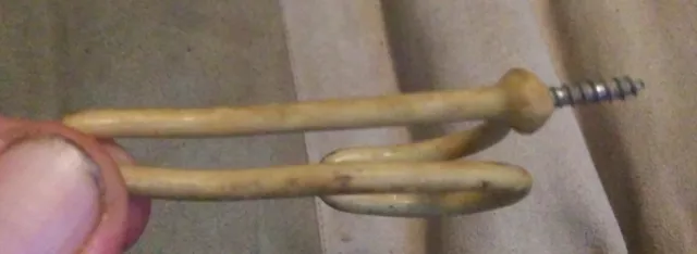 3 Antique Architectural Hardware Vinal Coated Double Hooks Hat Coat Screw Back 11