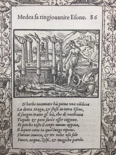 1559  Gravure Magie Ésotérisme Médée Eson Ovide Science Occulte Incantation
