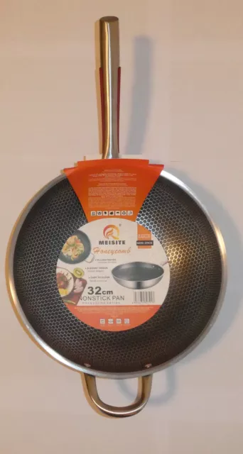 Poele WOK nid d'abeille en acier 32 cm, anti-adhésive, tous feux (induction...)