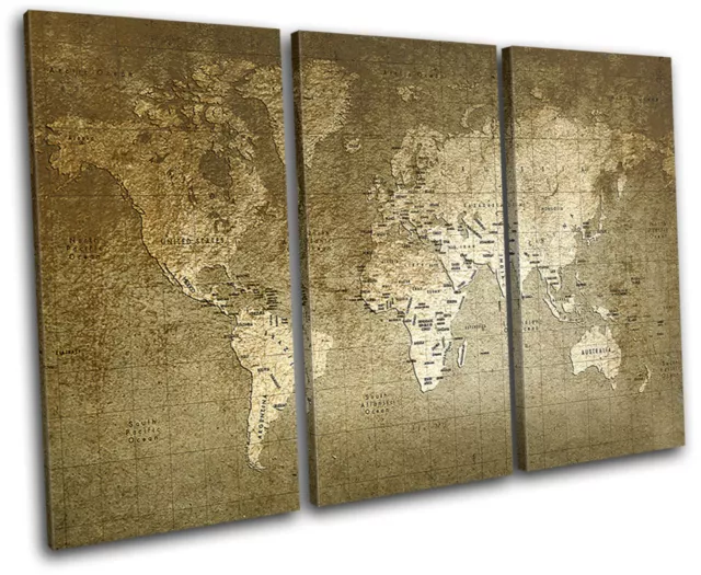 Old World Map Atlas Globe Abstract Grunge Canvas Art Picture Print Photo