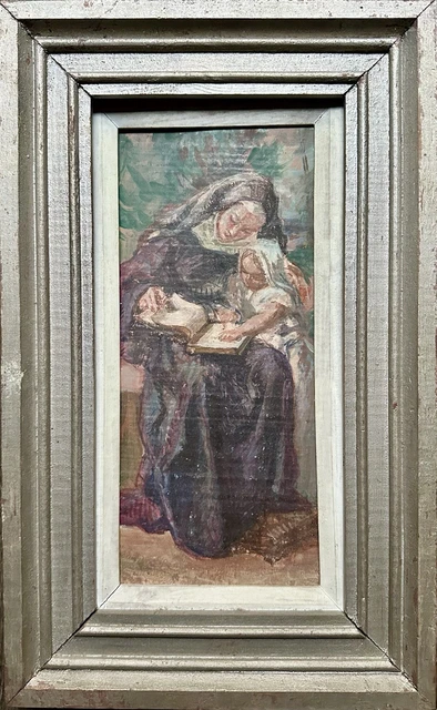 Tableau Ancien Huile Sur Cuivre 17ème Siècle - Vierge Marie, Saint Joseph, Christ - Style Baroque