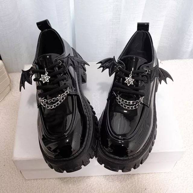 Metallo Catena Plateau Lolita Gotico Scarpe College Stile Décolleté Chunky Anime