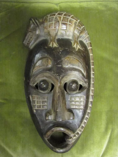 Vintage Bali Wood Carved Lizard Mask