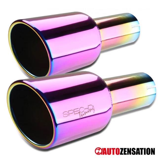 2.5" Inlet 4" Purple Slant Titanium Burnt Tip Stainless Steel Exhaust Muffler