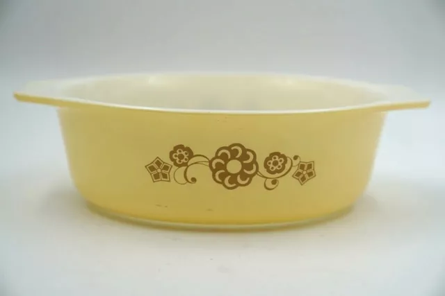 1973 Pyrex 1 1/2 Qt Oval Casserole Dish #043 Rare Yellow Kim Chee Pattern 2