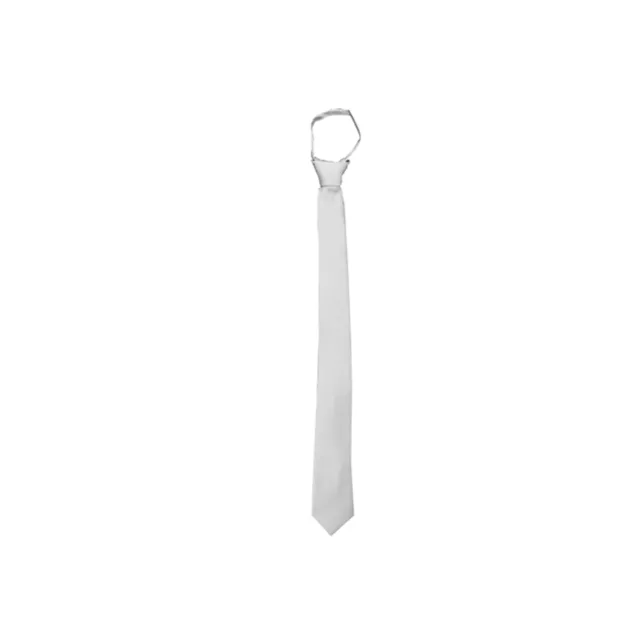 New formal men's pre-tied ready knot necktie polyester solid wedding white slim