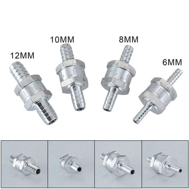 SHYISY Clapet Anti-Retour 6 Taille 4 MM/6 MM/8 MM/10 MM/12 MM/16 MM clapet Anti-Retour de Carburant à Sens Unique en Alliage d'aluminium Essence