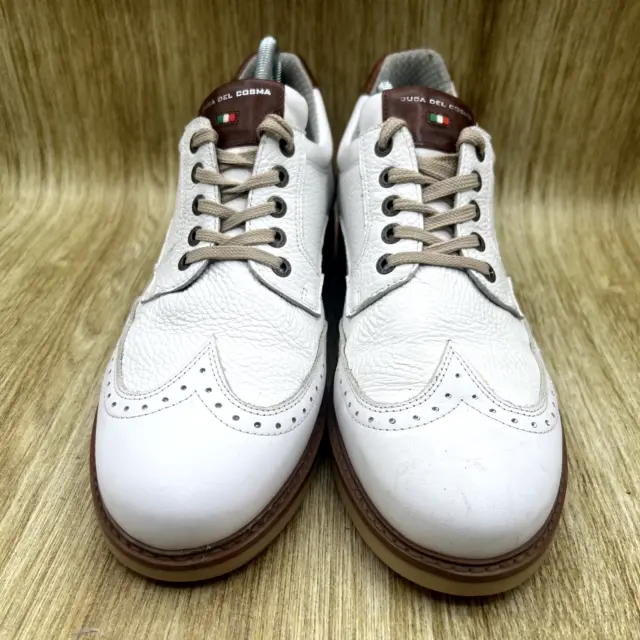 Zapatos de golf Duca del Cosma Eldorado para hombre talla 10 de cuero blanco sin clavos 2