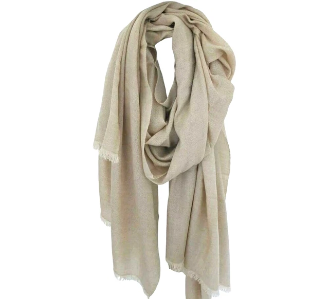 Châle / Étole 100% Cachemire - Vert Amande Très Clair - Motif Floral Brodé - Neuf Avec étiquettes - Fabriqué En Inde