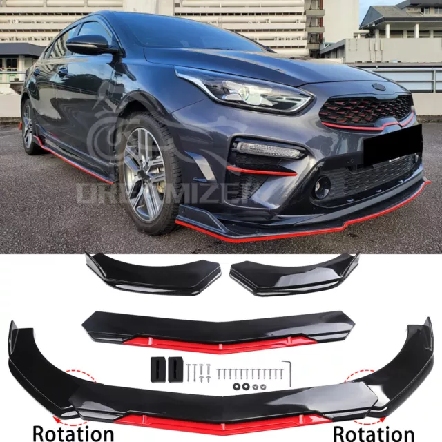 For KIA Ceed Proceed JD Black Red Front Bumper Lip Spoiler Splitter Lower Body