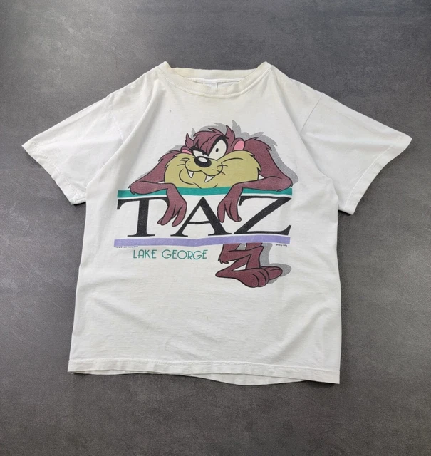 T-shirt Vintage Looney Tunes Taz - Manches Longues, Brodé, Taille Large, Années 90