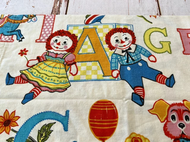 Vintage Child’s / Baby Pillowcase Raggedy Ann & Andy ABCs Toys Clown Dog Duck