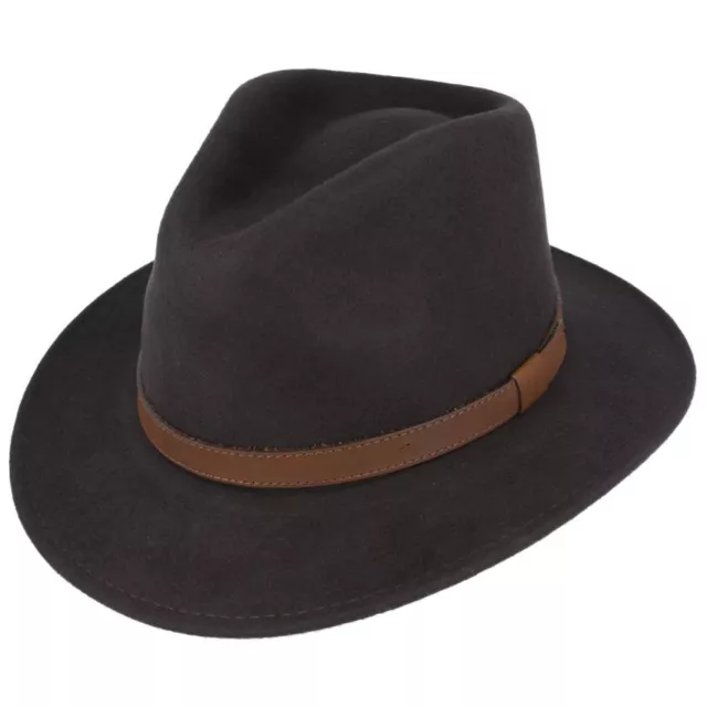 Unisex Fedora Felt Wool Hat Crushable with Leather Band 3