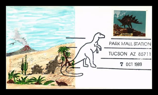 Dr Jim Stamps Us Cover Stegosaurus Dinosaurs Fdc Hand Colored Cachet