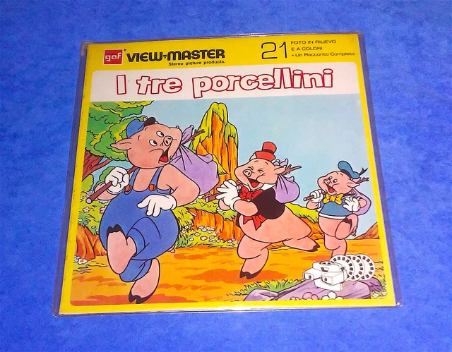 I Tre Porcellini Disney View Master Maxi Set 3 Dischi+Album Mint `70