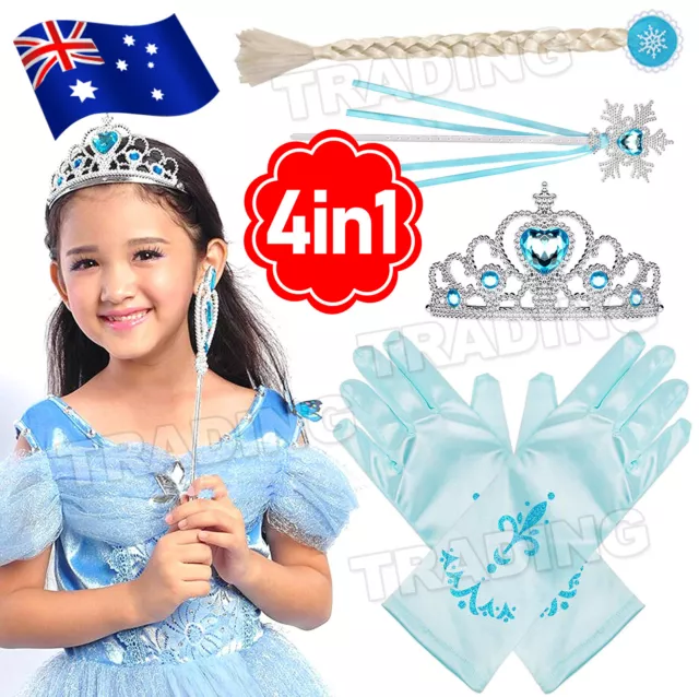 Frozen Crown Elsa Anna Kid Gift Wig Princess Wand Hair Tiara Braid Gloves NEW