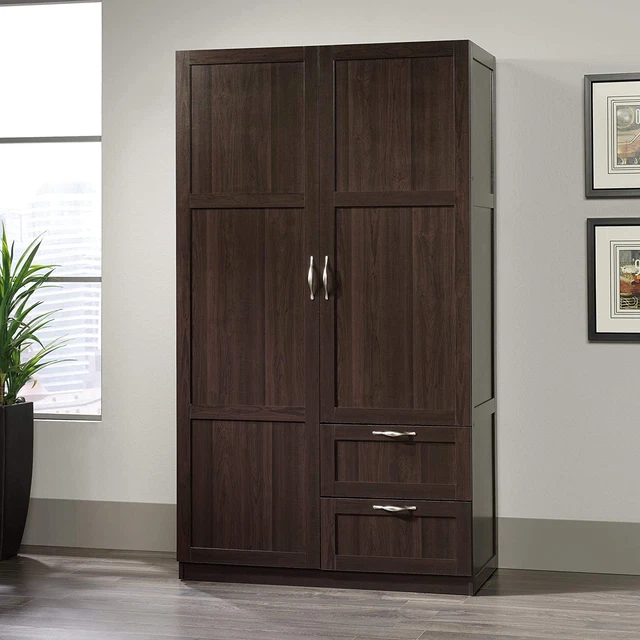 Large Armoire Wardrobe Cabinet Soft White Free Standing  Storage Clothes Closet