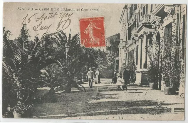 CPA  CORSE  AJACCIO - Grand Hotel d' Ajaccio et Continental - animée