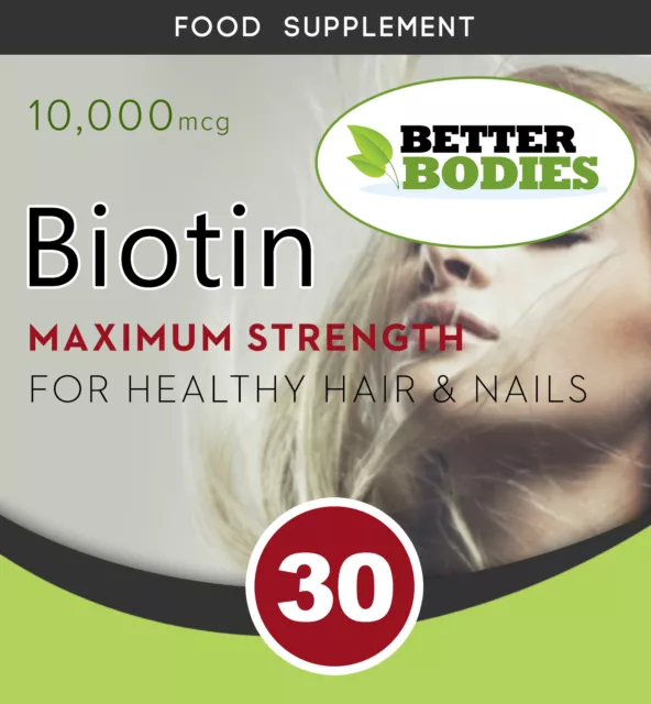 BIOTIN Tablets 10,000mcg Max HIGH Strength Healthy Skin Hair Nails Growth UK